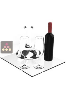 Adjustable glass shelf for standing bottles or glassware