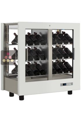 Professional multi-temperature wine display cabinet - 4 glazed sides - Inclined bottles - Wooden cladding