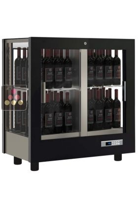 Professional multi-temperature wine display cabinet - 4 glazed sides - Vertical bottles - Wooden cladding