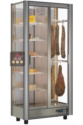 Professional refrigerated display cabinet for cheese and cured meats - 3 glazed sides - Without magnetic cover