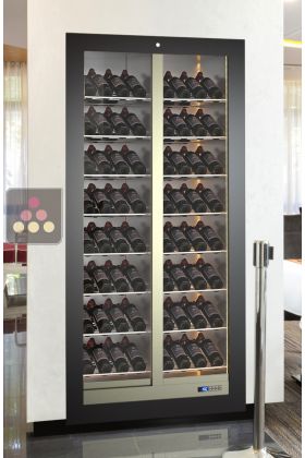 Professional built-in multi-temperature wine display cabinet - Inclined bottles