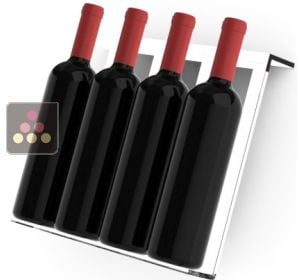 Plexiglas rack for shallow display cases: 4 inclined bottles with an 80 mm diameter CALICE DESIGN