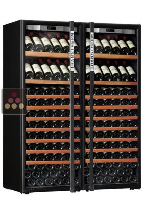 Combination of 2 single temperature wine ageing or service cabinet 