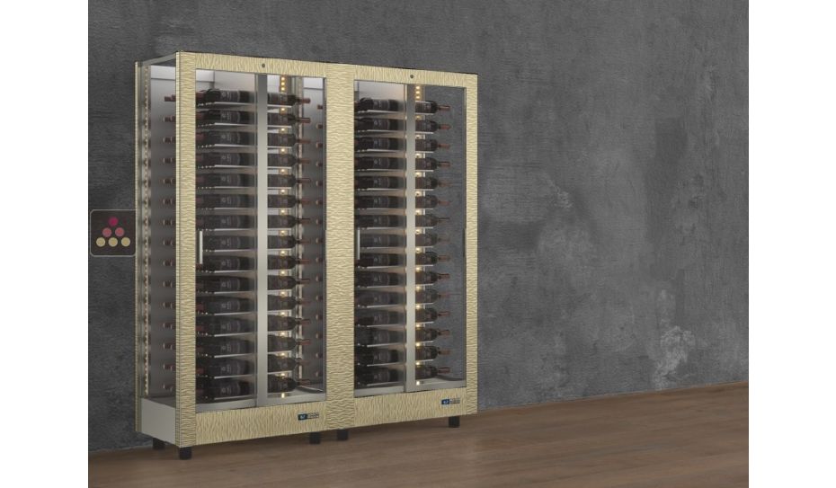 Combination of 2 professional multi-purpose wine display cabinet - 3 glazed sides - Magnetic and interchangeable cover