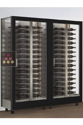 Combination of 2 professional multi-purpose wine display cabinet - 3 glazed sides - Magnetic and interchangeable cover