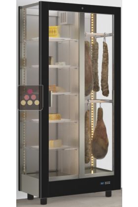 Refrigerated display cabinet for cheese and cured meat presentation - 3 glazed sides - Magnetic and interchangeable cover