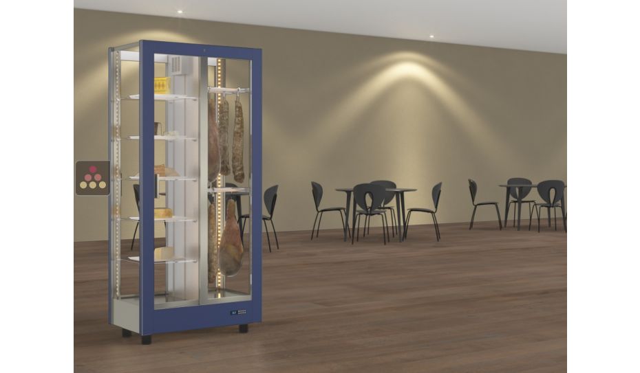 Refrigerated display cabinet for cheese and cured meat presentation - 4 glazed sides - Magnetic and interchangeable cover