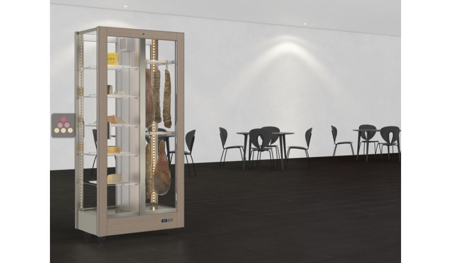 Refrigerated display cabinet for cheese and cured meat presentation - 4 glazed sides - Magnetic and interchangeable cover