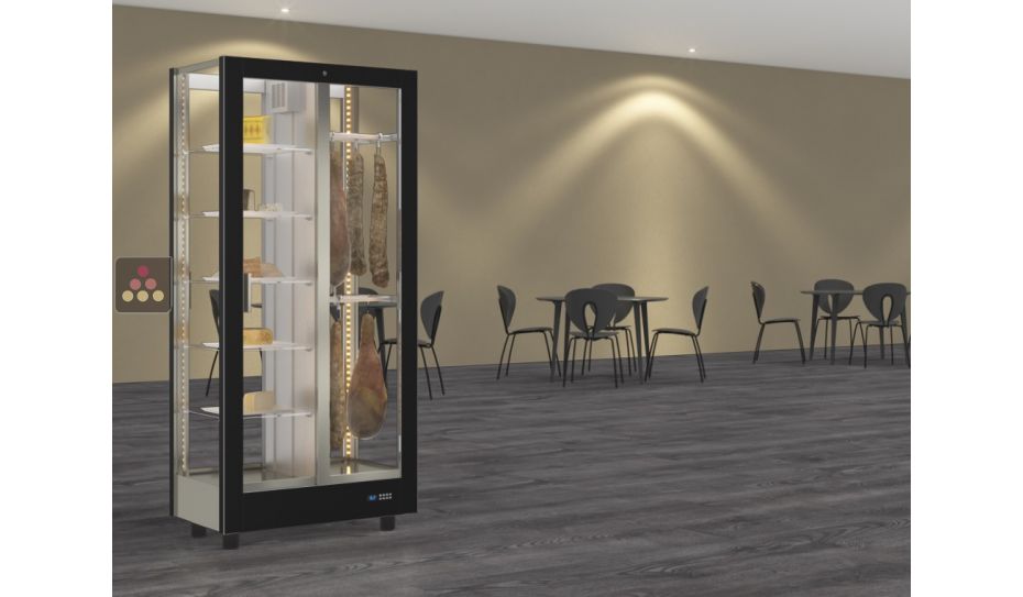 Refrigerated display cabinet for cheese and cured meat presentation - 4 glazed sides - Magnetic and interchangeable cover