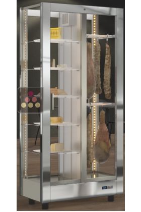 Refrigerated display cabinet for cheese and cured meat presentation - 4 glazed sides - Magnetic and interchangeable cover