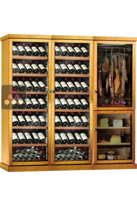 Combination 2 single temperature wine cabinet, a cheese cabinet and a delicatessen cabinet