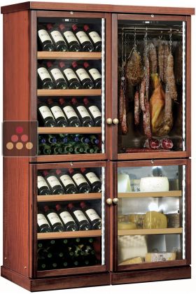 Combination of a 2 temperature wine cabinet, a cheese cabinet and a delicatessen cabinet