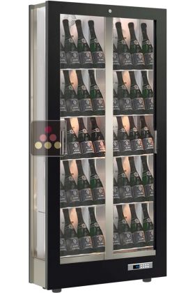 Professional multi-temperature wine display cabinet - 36cm deep - 3 glazed sides - Tilted bottles