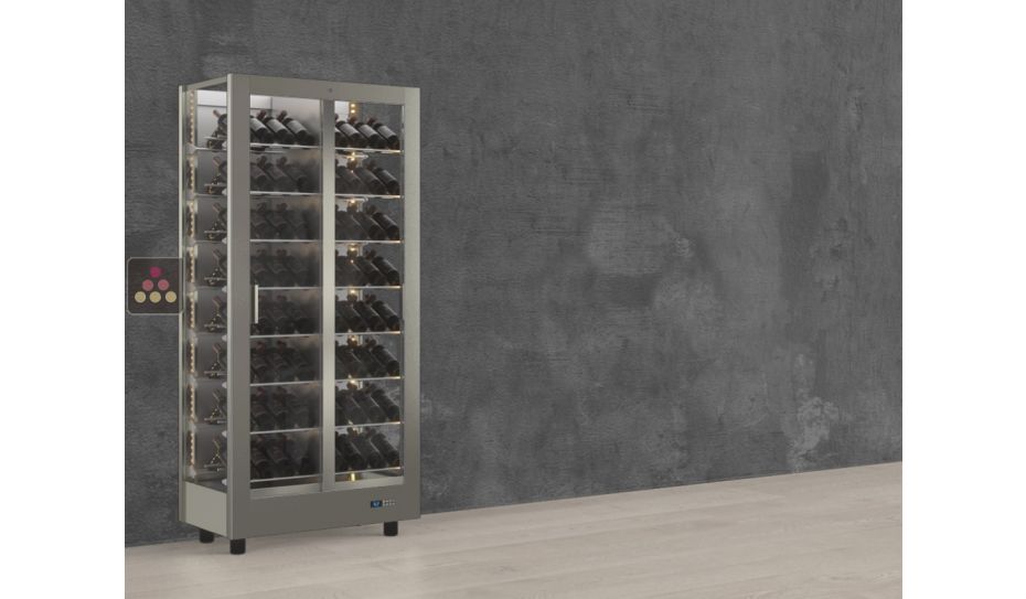 Professional multi-temperature wine display cabinet - 3 glazed sides - Inclined bottles - Magnetic and interchangeable cover