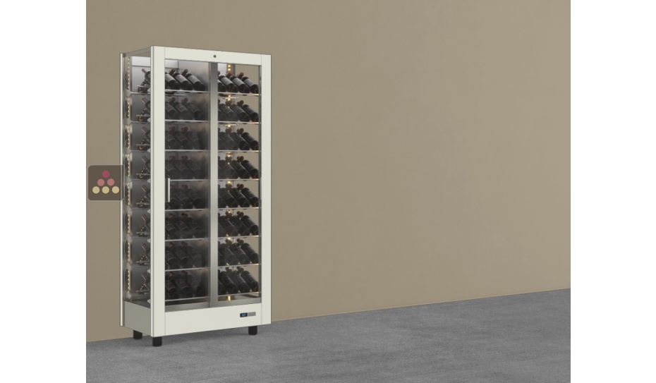 Professional multi-temperature wine display cabinet - 3 glazed sides - Inclined bottles - Magnetic and interchangeable cover