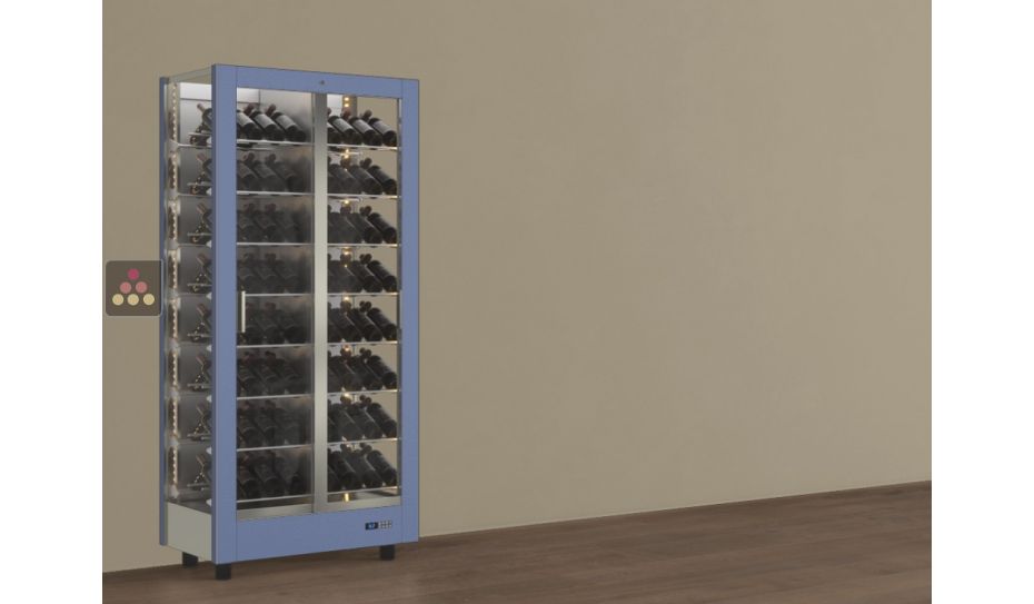 Professional multi-temperature wine display cabinet - 3 glazed sides - Inclined bottles - Magnetic and interchangeable cover