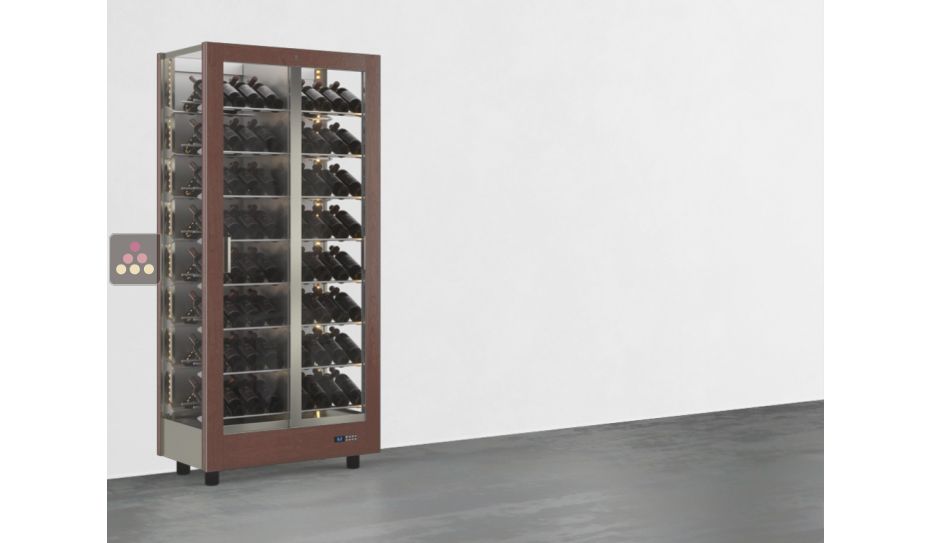 Professional multi-temperature wine display cabinet - 3 glazed sides - Inclined bottles - Magnetic and interchangeable cover