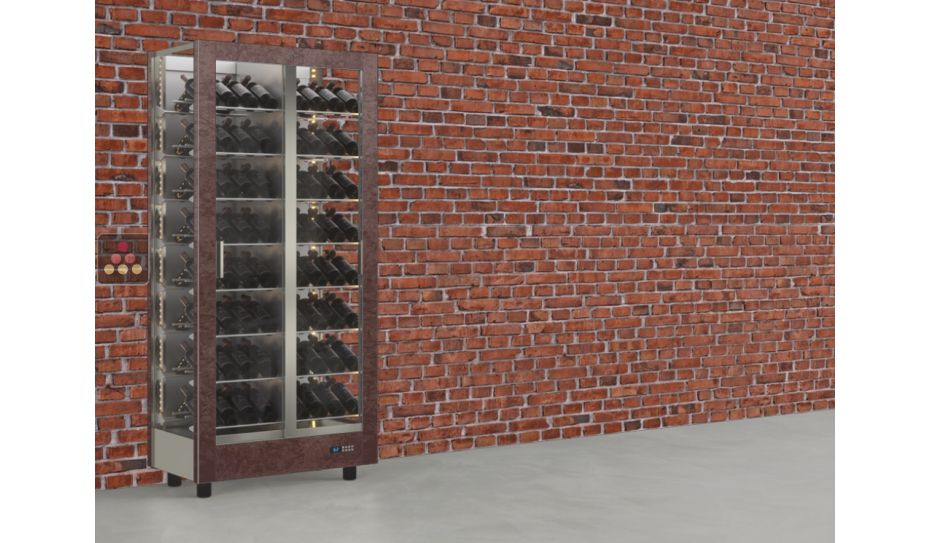 Professional multi-temperature wine display cabinet - 3 glazed sides - Inclined bottles - Magnetic and interchangeable cover