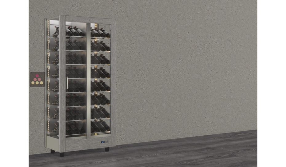 Professional multi-temperature wine display cabinet - 3 glazed sides - Inclined bottles - Magnetic and interchangeable cover