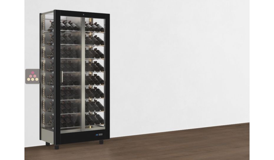 Professional multi-temperature wine display cabinet - 3 glazed sides - Inclined bottles - Magnetic and interchangeable cover