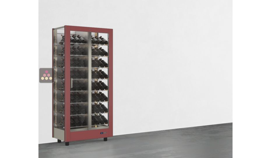 Professional multi-temperature wine display cabinet - 3 glazed sides - Inclined bottles - Magnetic and interchangeable cover