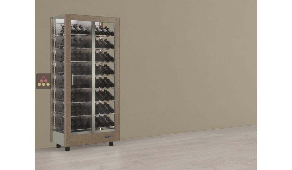Professional multi-temperature wine display cabinet - 3 glazed sides - Inclined bottles - Magnetic and interchangeable cover