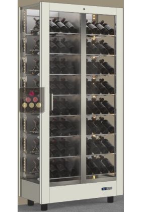 Professional multi-temperature wine display cabinet - 3 glazed sides - Inclined bottles - Magnetic and interchangeable cover