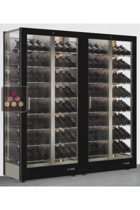Combination of 2 professional multi-purpose wine display cabinet - 3 glazed sides - Magnetic and interchangeable cover