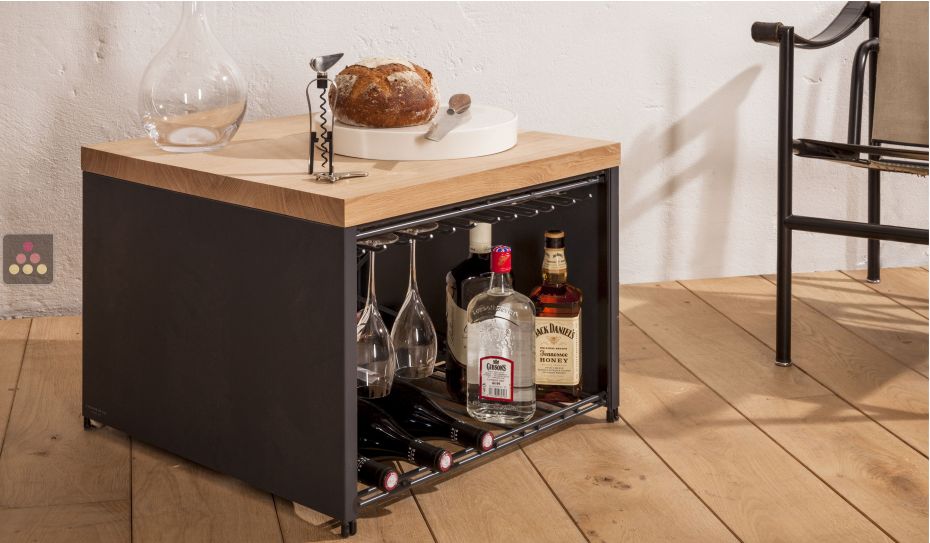 Petit Bar - Steel and Solid wood - 13 bottles 