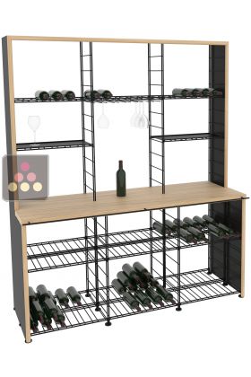 Steel storage rack with Beech wood tasting counter