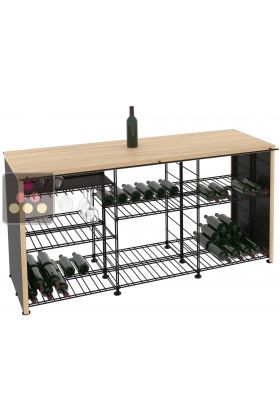 Solid Oak tasting counter-top with integrated storage racks