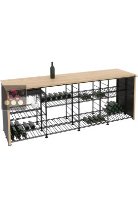 Solid Oak tasting counter-top with integrated storage racks