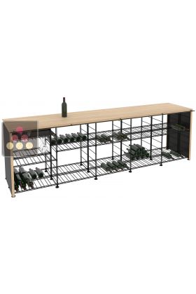 Solid Oak tasting counter-top with integrated storage racks