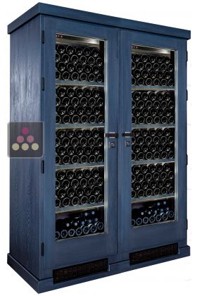 Secured 2 temperatures wine storage and service cabinet