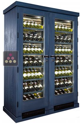 Secured 2 temperatures wine storage and service cabinet