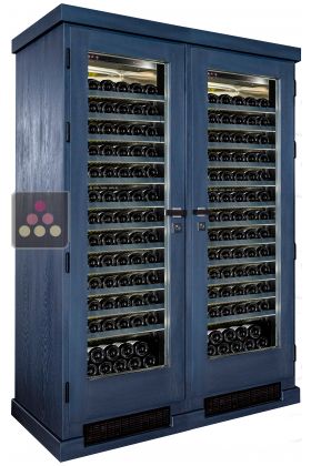 Secured 2 temperatures wine storage and service cabinet