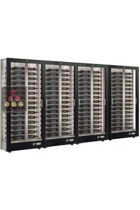 Combination of 4 professional multi-temperature wine display cabinets - 36cm deep - 3 glazed sides - Magnetic and interchangeable cover