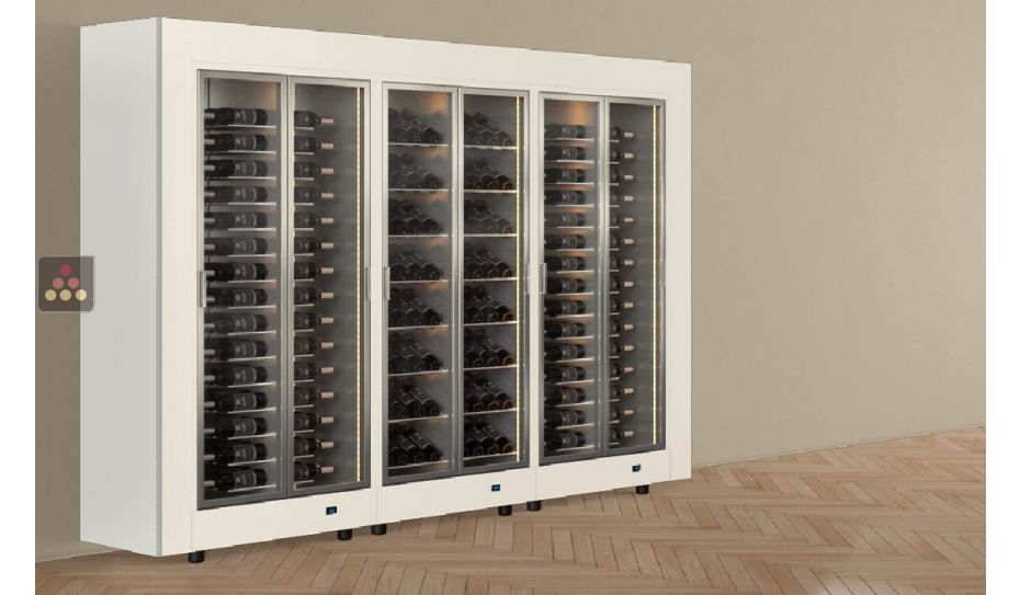 Freestanding combination of 3 modular multipurpose wine cabinets