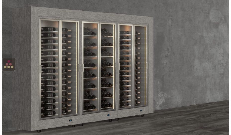 Freestanding combination of 3 modular multipurpose wine cabinets