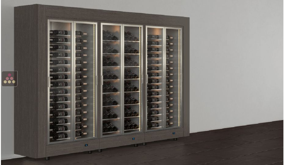 Freestanding combination of 3 modular multipurpose wine cabinets