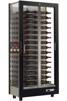 Professional multi-temperature wine display cabinet - 3 glazed sides - Horizontal bottles - Magnetic and interchangeable cover