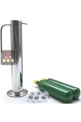 Argon preservation system for opened bottles + 2 Argon cartridges + 5 glass corks