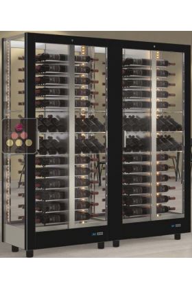 Combination of 2 professional multi-purpose wine display cabinet - 4 glazed sides - Magnetic and interchangeable cover