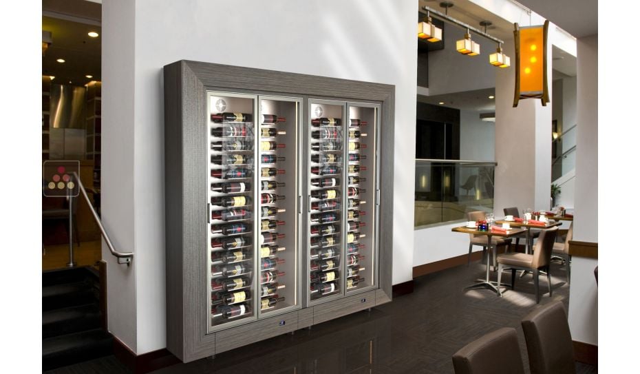 Combination of 2 professional multi-temperature wine display cabinet - 36cm deep - Horizontal bottles