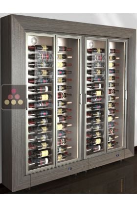 Combination of 2 professional multi-temperature wine display cabinet - 36cm deep - Horizontal bottles