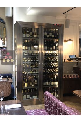 Dual temperature wine service cabinet