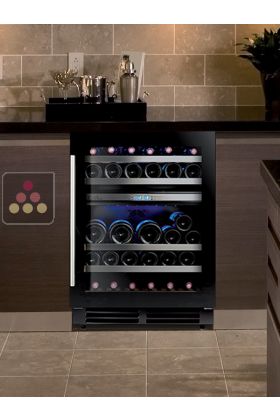 Dual temperature built in wine cabinet for storage and/or service