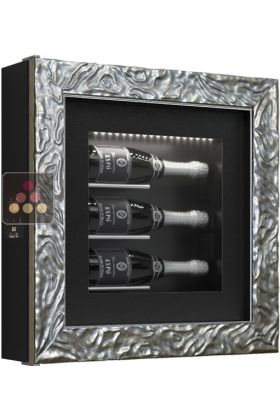Silent refrigerated wine frame display for 3 bottles of wine or Champagne