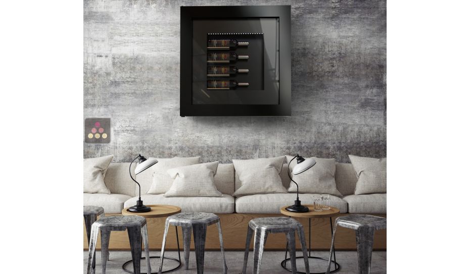 Silent refrigerated wine frame display for 4 bottles