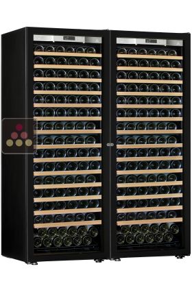 Combination of 2 single temperature wine cabinets for ageing and/or service - Full Glass door